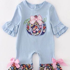 Girls Floral Country Pumpkin Romper